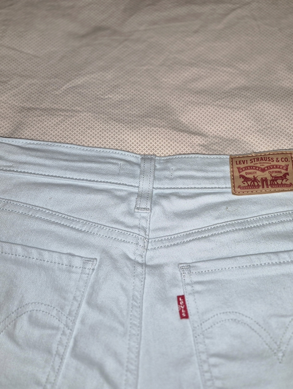 Levi's  Pale Blue Denim High-Waist Shorts - Picture 2 of 4